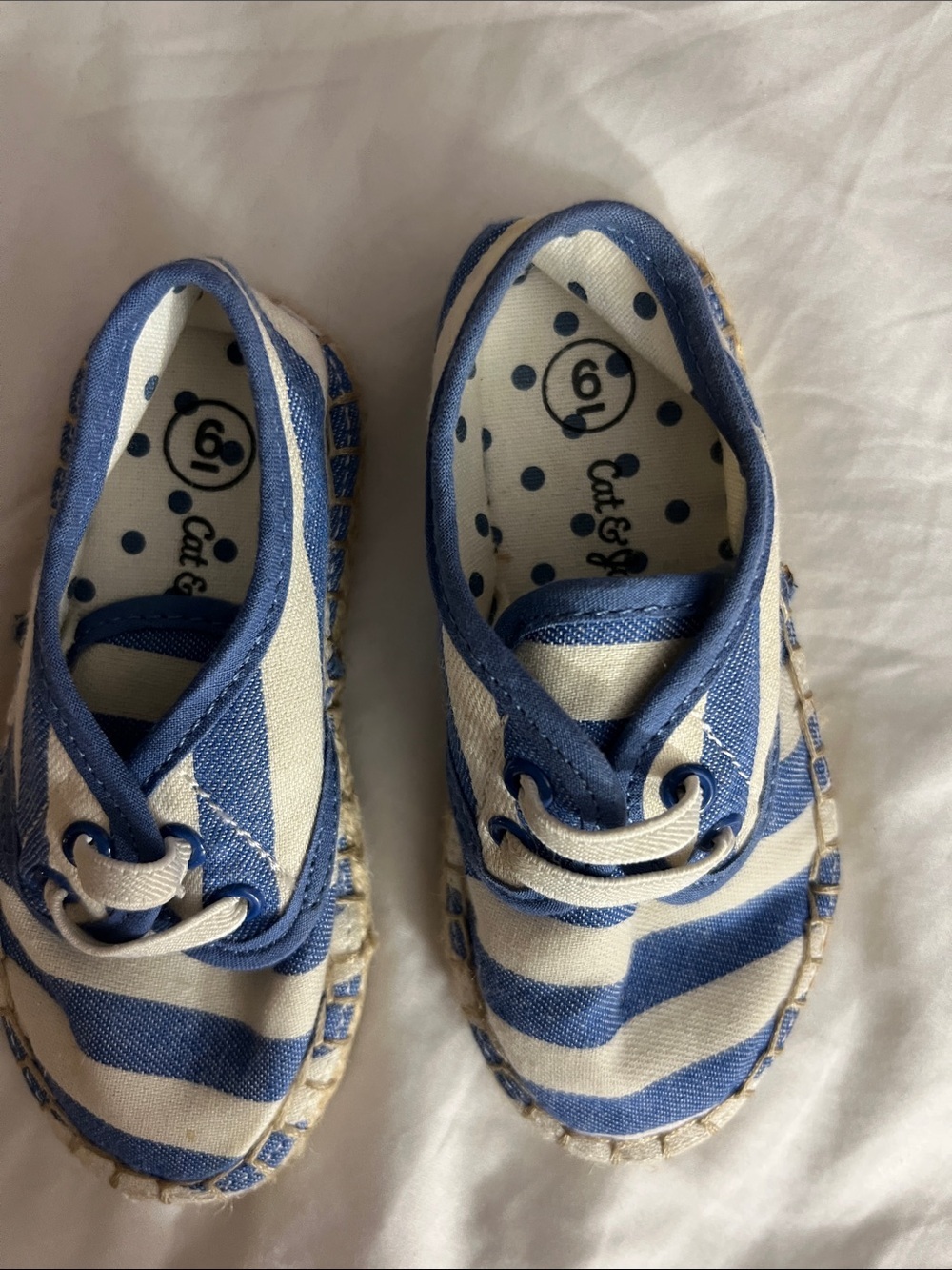 Cat & Jack Blue and White Striped Moccasin Sneakers for Kids